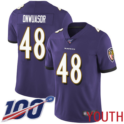 Baltimore Ravens Limited Purple Youth Patrick Onwuasor Home Jersey NFL Football #48 100th Season Vapor Untouchable